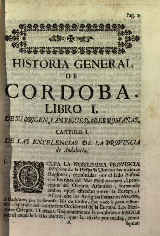 Historia general de Córdoba. Libro I.