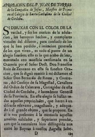 Aprobacion del P. Juan de Torres de la Compañia de Jesus, Maestro de Prima en el Colegio de Santa Cathalina de la Ciudad de Cordoba.