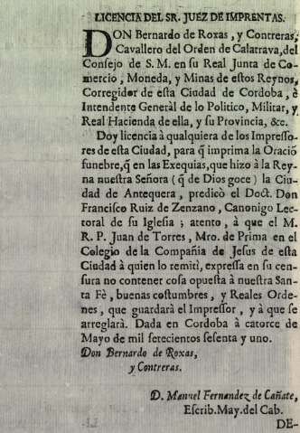 Licencia del Sr. juez de imprentas