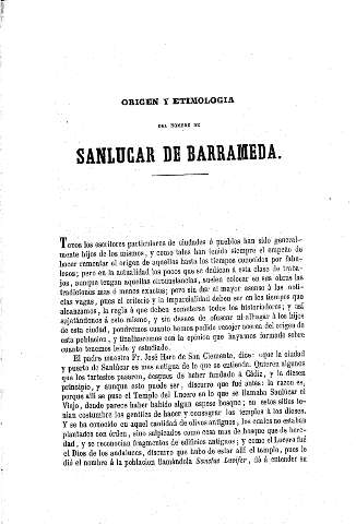 Origen y etimología del nombre de Sanlucar de Barrameda.