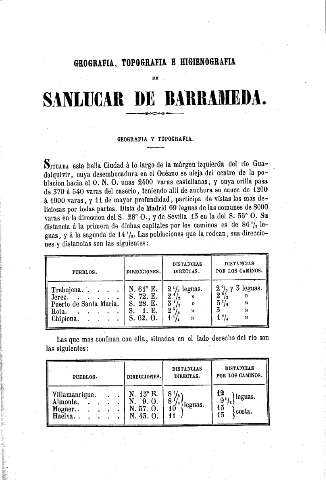 Geografía, Topografía e higienografia de Sanlucar de Barrameda.