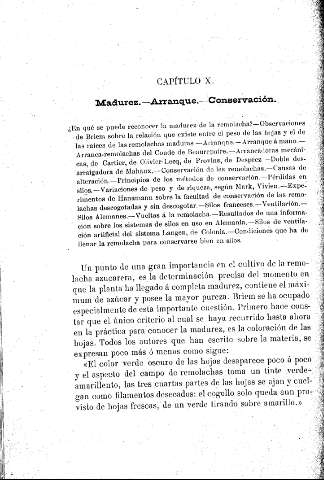 Capítulo X. Madurez - Arranque - Conservación
