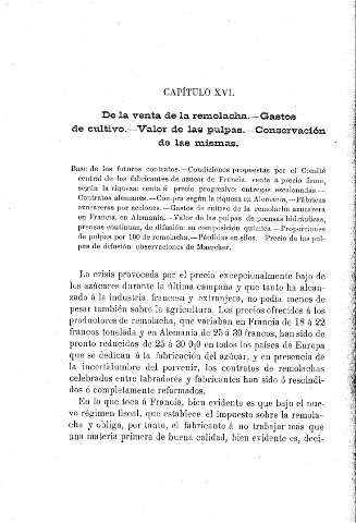 Capítulo XVI. De la venta de la remolacha - Gastos de cultivo - Valor de las pulpas - Conservación de las mismas