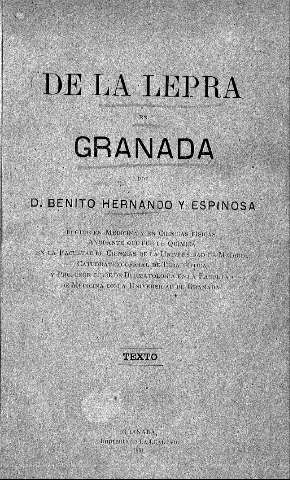 De la lepra en Granada, por D. Benito Hernando y Espinosa