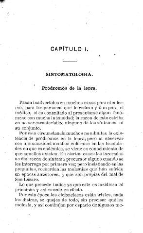 Capítulo I. Sintomatología. Pródromos de la lepra