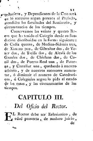 Capitulo III. Del oficio del Rector.