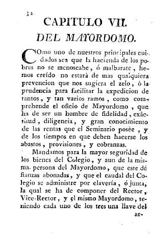 Capitulo VII. Del mayordomo.