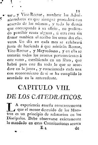 Capitulo VIII. De los catedraticos.