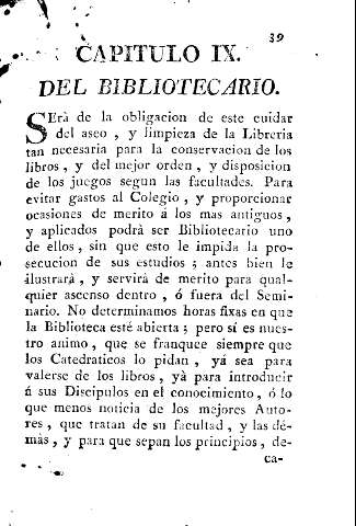 Capitulo IX. Del bibliotecario.