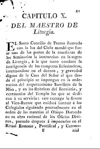 Capitulo X. Del maestro de liturgia.
