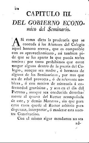 Capitulo III. Del gobierno economico del Seminario.