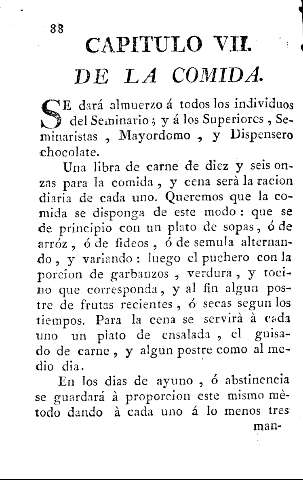 Capitulo VII. De la comida.