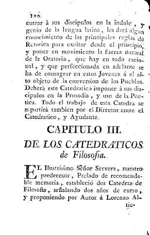 Capitulo III. De los catedraticos de Filosofia.