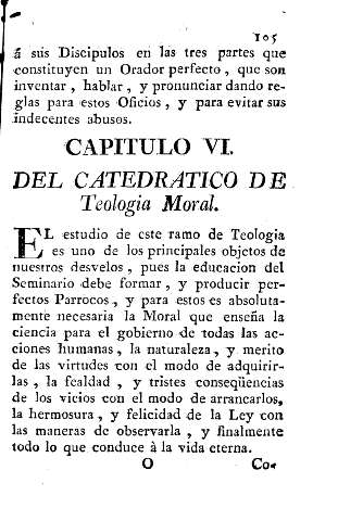 Capitulo VI. Del catedratico de teologia moral.