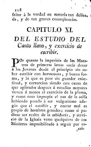 Capitulo XI. Del estudio del Canto llano, y exercicio de escribir.