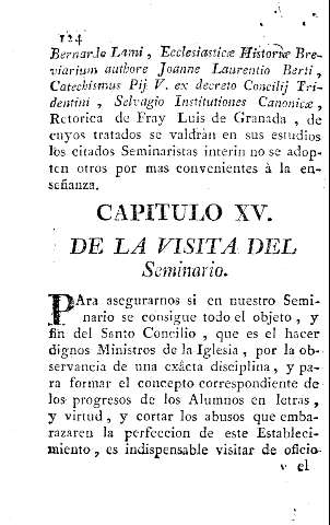 Capitulo XV. De la visita del Seminario.
