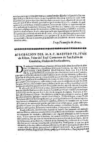 Aprobación ... Fray Ivan de Ribas, ...
