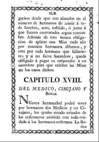 Capitulo XVIII. Del medico, cirujano y Botica.
