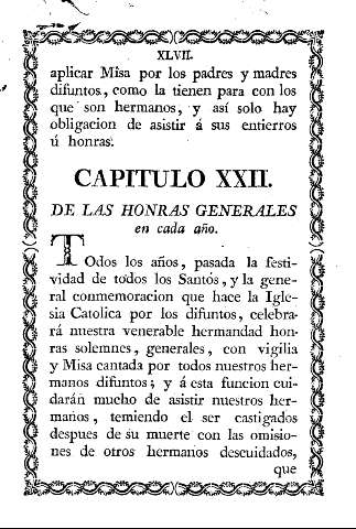 Capitulo XXII. De las honras generales en cada año.