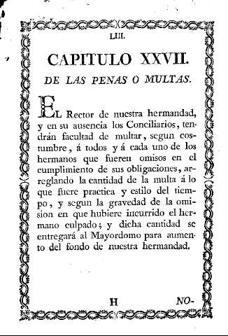 Capitulo XXVII. De las penas o multas