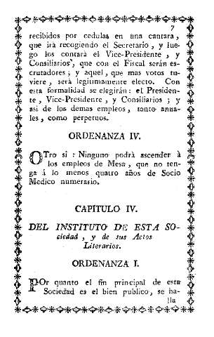 Capitulo IV. Del Instituto de esta sociedad, y de sus Actos Literarios
