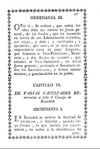 Capitulo VI. De varias facultades reservadas à todo el Cuerpo de Sociedad.