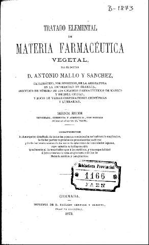 Tratado elemental de materia farmacéutica vegetal