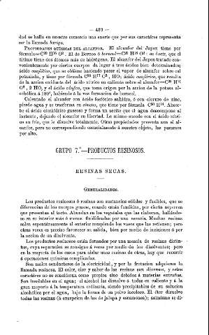 Grupo 7º. Productos resinosos. Resinas secas