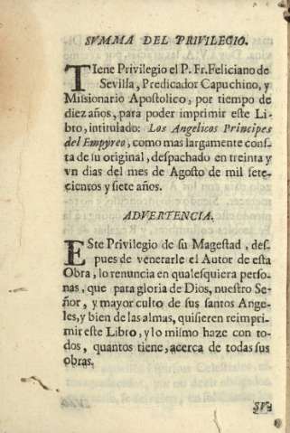 Svmma del privilegio. Advertencia