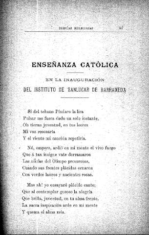 Enseñanza católica. En la inauguración del Instituto de Sanlucar de Barrameda