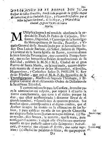 Aprobacion de el doctor Don Juan Gaspar de Cañas Truxillo, Beneficiado propio ...