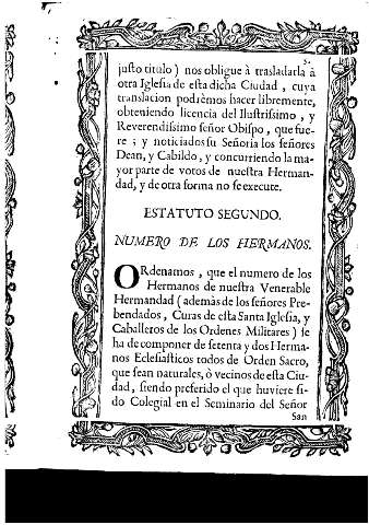 Estatuto segundo. Numero de los hermanos.