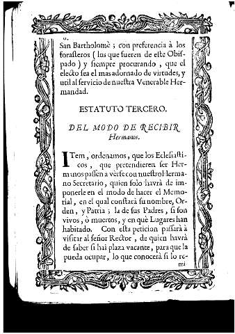 Estatuto tercero. Del modo de recibir hermanos.