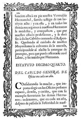 Estatuto decimo quarto. Del Cabildo general de Oficios en cada un año.
