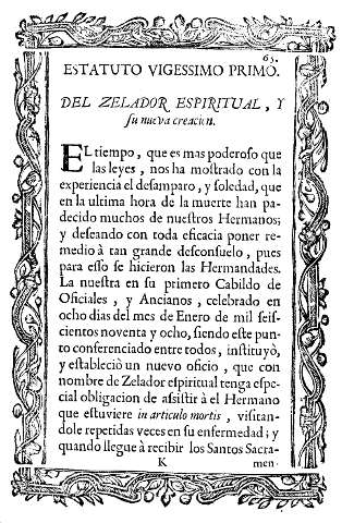 Estatuto vigessimo primo, Del zelador espiritual, y su nueva creacion.
