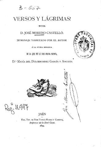 Versos y lágrimas! por D. José Moreno Castelló