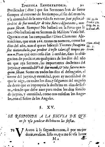 Ss. XV. Se responde a la escvsa de qve no se vsa predicar doctrina en las fiestas.