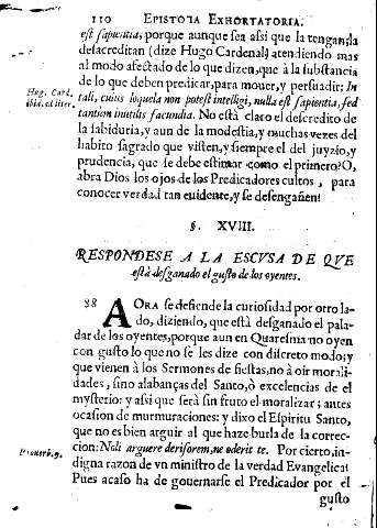 Ss. XVIII. Respondese a la escvsa de qve està desganado el gusto de los oyentes.