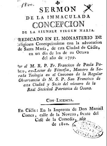 Sermon de la Inmaculada Concepcion de la siempre Virgen Maria.