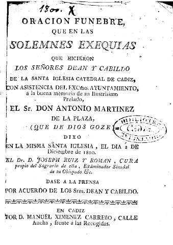 Oracion funebre, que en las solemnes exequias que hicieron los señores dean y cabildo ...