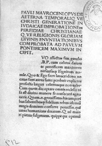 Pauli Mauroceni opus de aeterna temporaliq ve Christi generatione...
