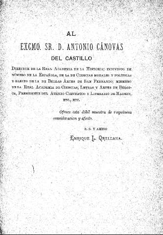 Al Excmo. Sr. D. Antonio Cánovas del Castillo
