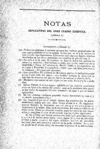 Notas explicativas del gran cuadro sinóptico
