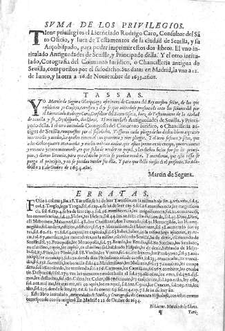 Svma de los privilegios - Tassas - Erratas
