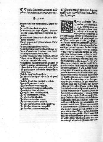 Tabula sanctorum quorum evangelia in hac catena aurea...