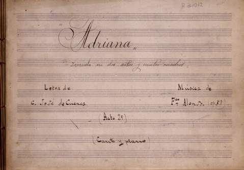 Adriana. Zarzuela en dos actos y cuatro cuadros (Acto 2º) (canto y piano)