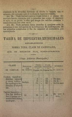Tarifa de impuestos municipales
