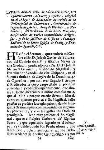 Aprobacion del Sr.Ldo.D.Geronymo Ignacio Cavero Alvarez y Robles ...