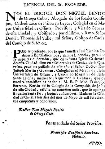 Licencia del Sr. Provisor