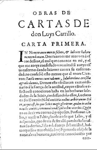Obras de cartas de don Luys Carrillo.